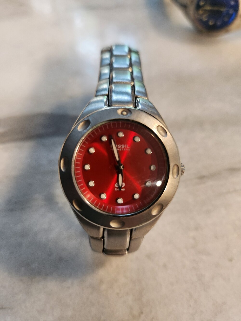 Rare RED Y2K Fossil "Blue" Vintage Stainless Steel Women's Watch. 1 Owner